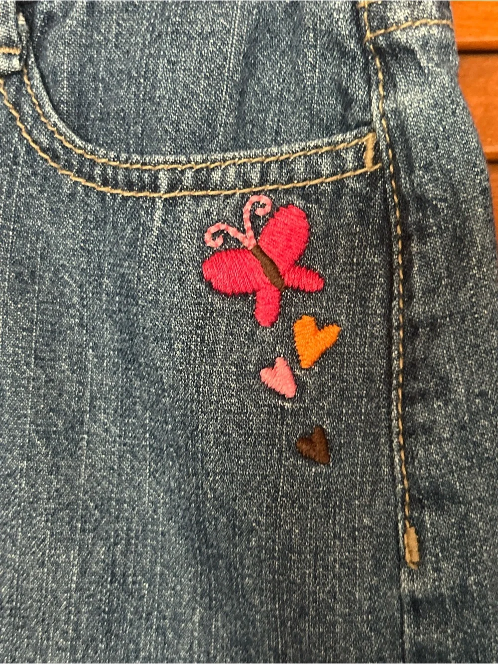 OshKosh B'gosh Denim Ruffle Skirt with Butterfly Embroidery